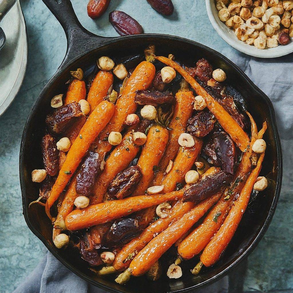 Honey Roasted Carrots with Dates and Hazelnuts