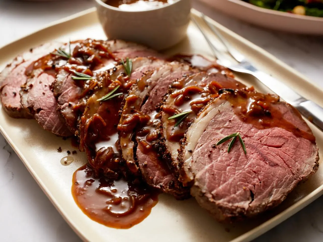 Roast Beef with Caramelised Onion Gravy Recipe